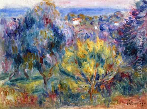 Landscape with a View of the Sea Oil Painting - Pierre Auguste Renoir