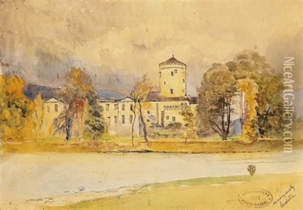 Kastely Folyoparton (castle By The Riverside) Oil Painting - Laszlo Mednyanszky