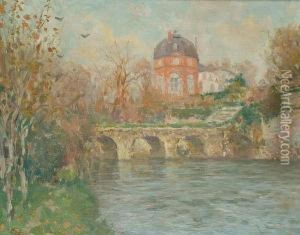 A House By A River Oil Painting - Louis Willaume