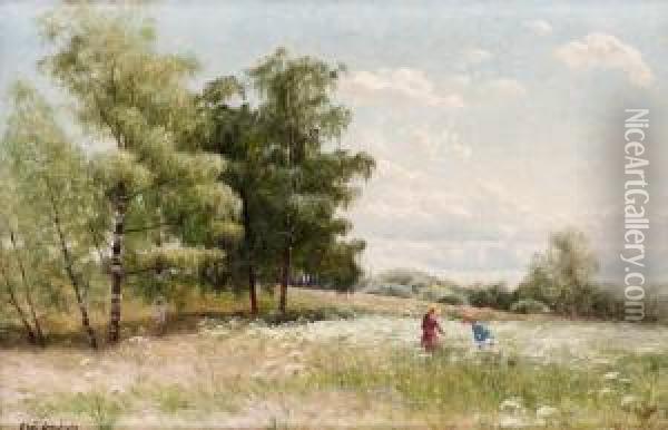 Hogsommar Pa Blomsterangen Oil Painting - Olof Krumlinde