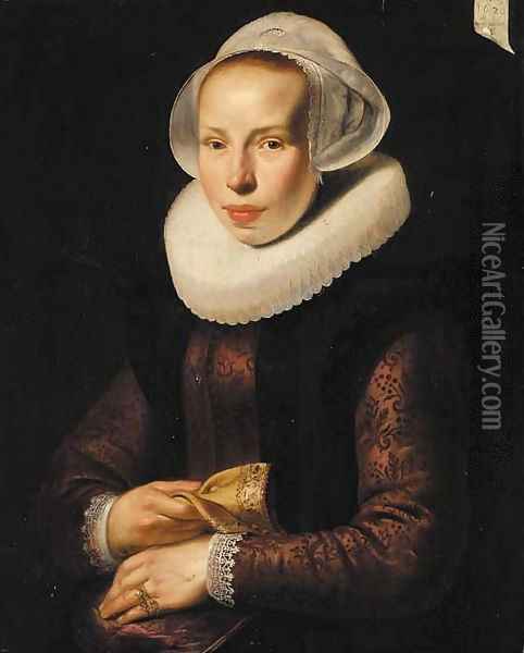Portrait of a lady, aged 30 Oil Painting - Werner Jacobsz. van den Valckert