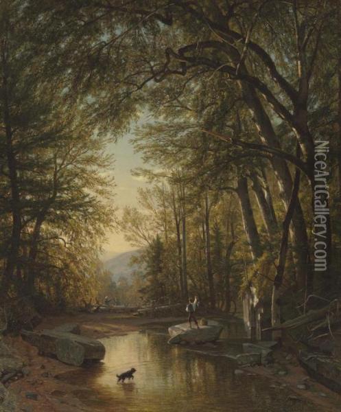 The Glen Oil Painting - Thomas Worthington Whittredge