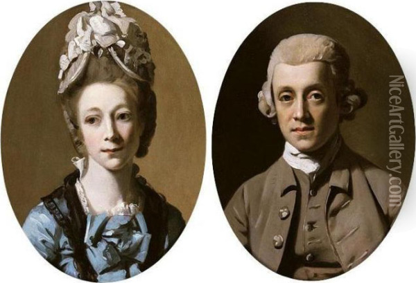 Portraits Of A Gentleman; And Of A Lady Oil Painting - Henry Walton
