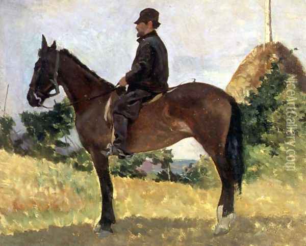 Diego Martelli mounted on horseback Oil Painting - Giovanni Fattori