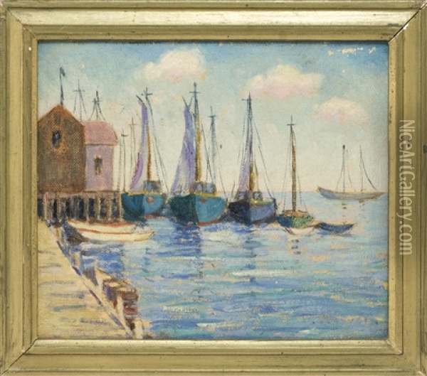 Boats At A Pier Oil Painting - Lillian Burk Meeser