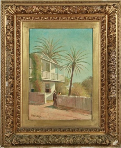 Morning-house On St. George Street, St. Augustine, Florida Oil Painting - William Staples Drown