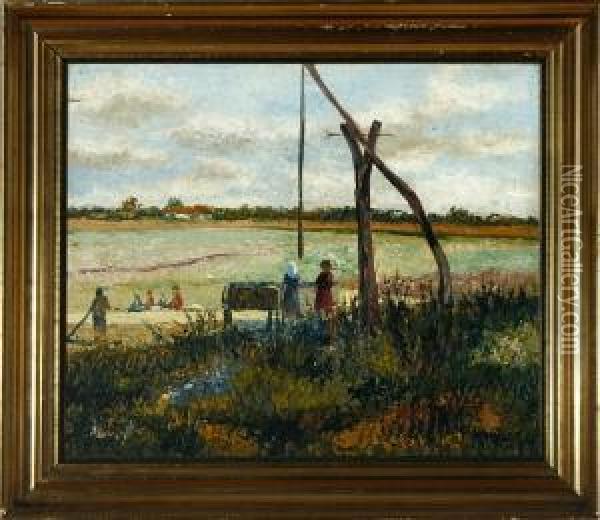 Children On A Field At Summer Time Oil Painting - Christian Moser