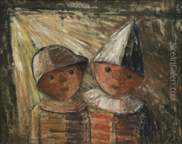 Two Children Oil Painting - Tadeusz (Tade) Makowski