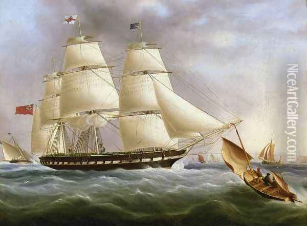A Three-Masted Ship off Dover Oil Painting - James E. Buttersworth