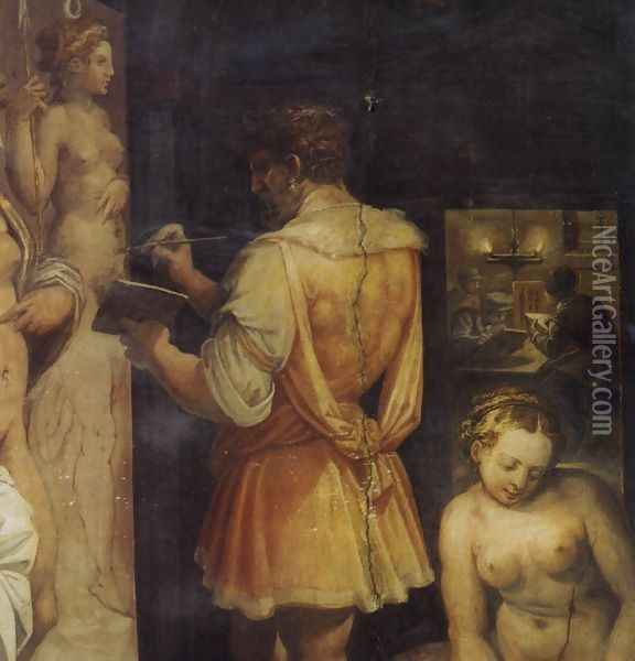 The Studio of the Painter (detail) Oil Painting - Giorgio Vasari