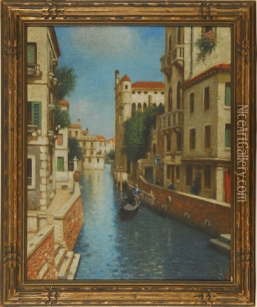 Vanice Canal Scene Oil Painting - Frank Russell Green