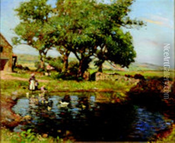 The Farm Pond Oil Painting - Frederick William Jackson