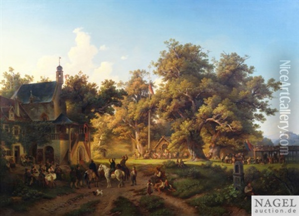 Maifest An Einem Landlichen Anwesen Oil Painting - Julius Lange