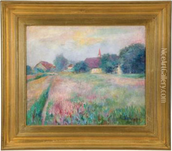 Impressionistic View Of A The Country In The Spring Oil Painting - Charles M. Carter