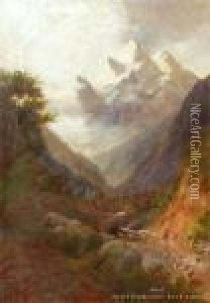 Hollyford Valley, South Island, Newzealand Oil Painting - Henry William Kirkwood