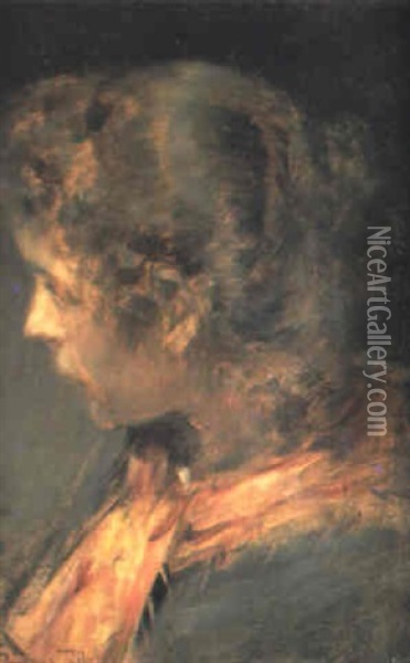 La Modelo Oil Painting - Roman Ribera Cirera