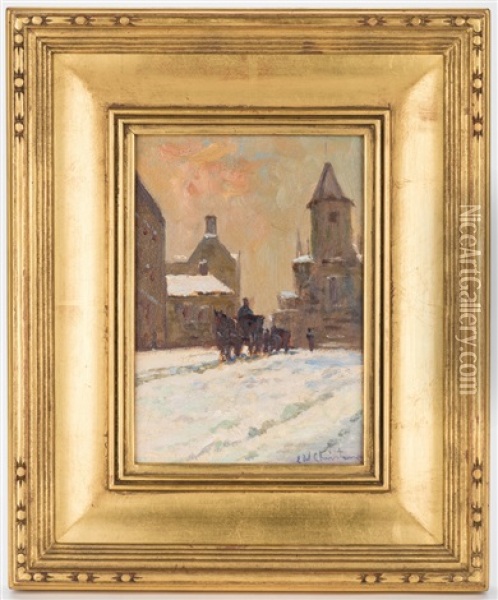 Winter Streetscape Oil Painting - Ernest William Christmas