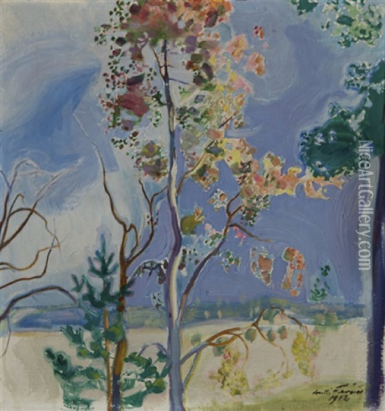Flowering Tree Oil Painting - Antti Faven