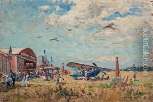 Aerodrome De Octeville, Normandie Oil Painting - Georges Jules Ernest Binet