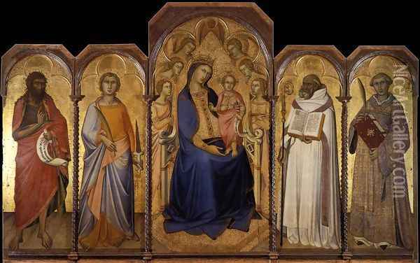 Virgin and Child with Saints 1362 Oil Painting - Luca Di Tomme