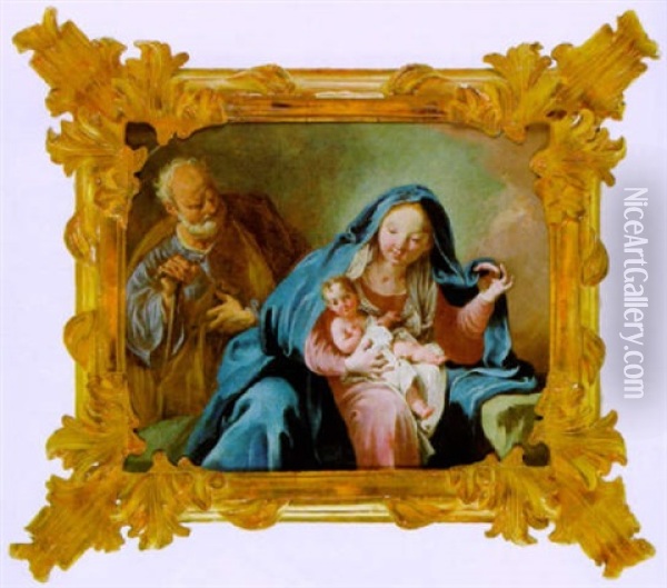 La Sacra Familia Oil Painting - Giovanni Battista Pittoni the younger