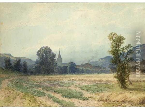 Paysage Du Dauphine. Oil Painting - Louis Marie Adrien Jourdeuil