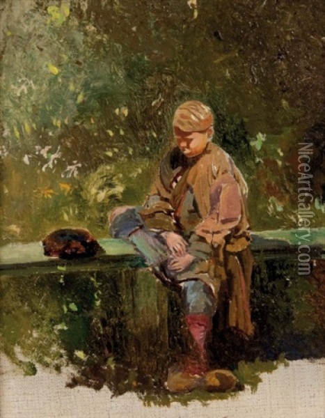 Jeune Enfant Au Jardin Oil Painting - Konstantin Egorovich Makovsky