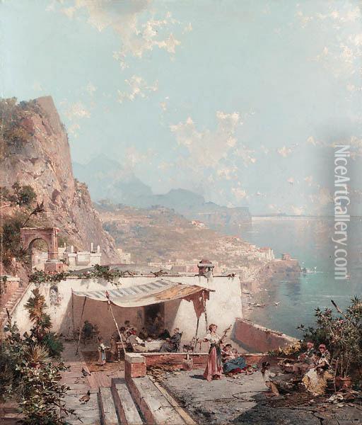 Amalfi, Golfe De Salerne Oil Painting - Franz Richard Unterberger