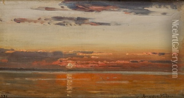 Solnedgang, Hvaler 1896 Oil Painting - Amaldus Clarin Nielsen