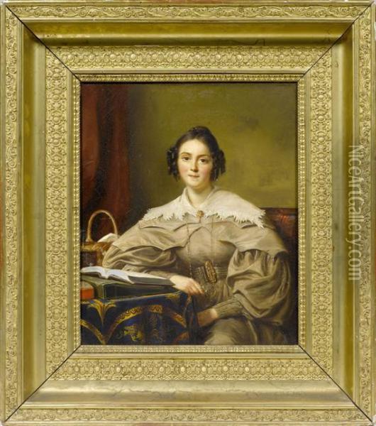 Portrait D'andrienne Constance Cheneviere Nee Bourdillon Oil Painting - Amelie Munier-Romilly