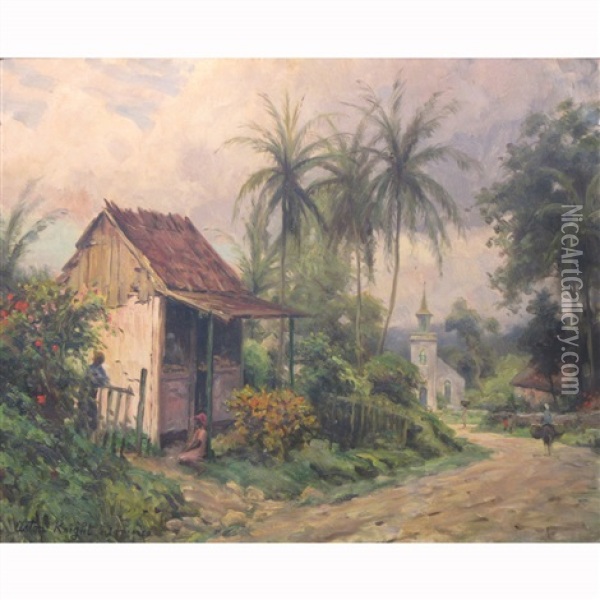 House In Jamaica Oil Painting - Louis Aston Knight
