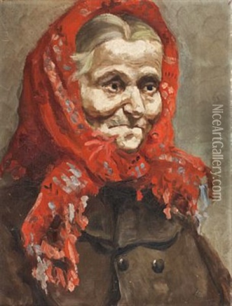 Kvinne Med Skaut Oil Painting - Halfdan Egedius