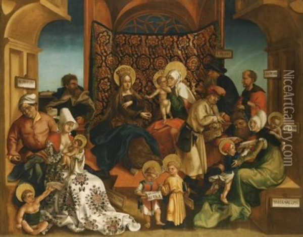 The Holy Kinship (collab. W/studio) Oil Painting - Joerg Breu the Elder