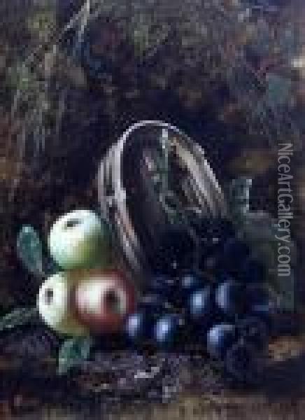 Still Life Of Fruit In A Basket, Together Withanother Similar, A Pair Oil Painting - Oliver Clare