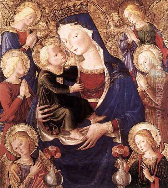 Virgin and Child with Angels 1477-79 Oil Painting - Bartolomeo Caporali
