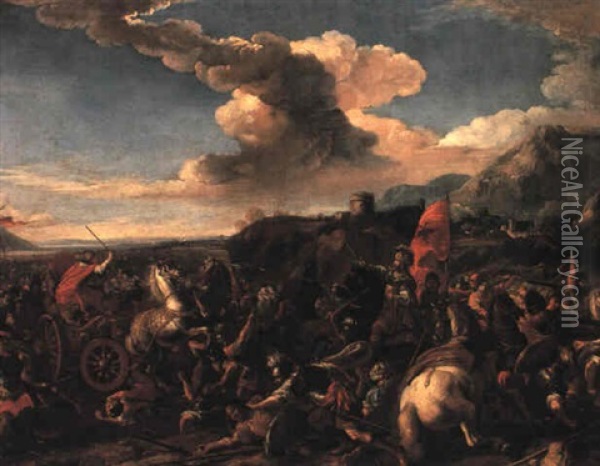 Darius And Alexander At The Battle Of Granicus Oil Painting - Jacques Courtois