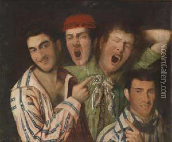 Men Yawning Oil Painting - Luigi Sabatelli