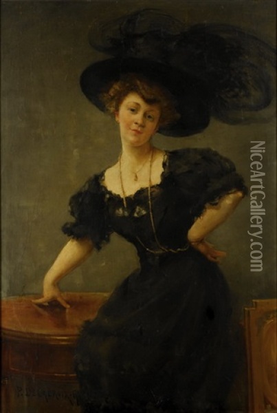 Selbstportrat Der Kunstlerin Oil Painting - Pauline Delacroix-Garnier