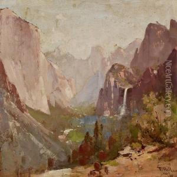 A Mountainlandscape Oil Painting - Thomas Hill