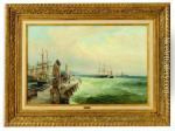 Muelle Y Pescadores Oil Painting - Robert Ernest Roe
