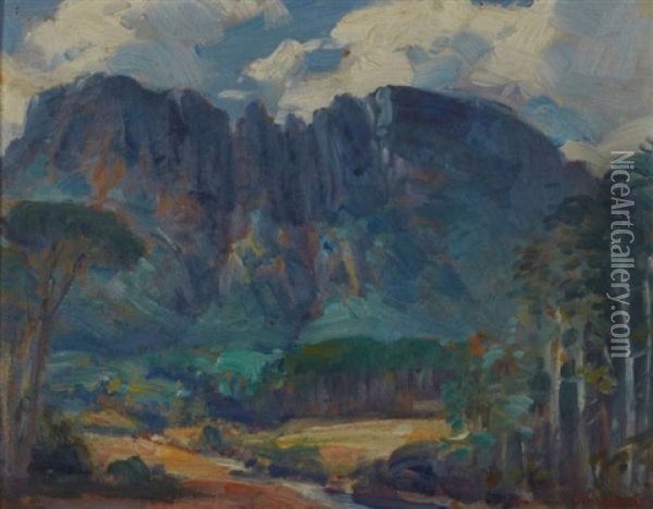 Fernwood Buttress, Table Mountain Oil Painting - Pieter Hugo Naude