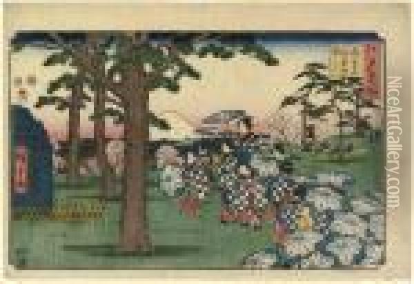 Fukagawa Hachimangu Oil Painting - Utagawa or Ando Hiroshige
