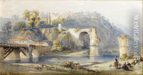The Bridge At Narni Oil Painting - Louis Haghe