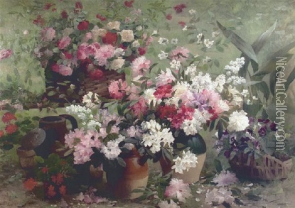 Nature Morte Aux Fleurs Oil Painting - Emile-Louis Minet