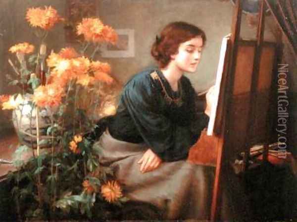 At the Easel Oil Painting - James N. Lee