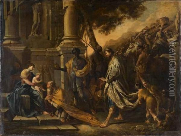 L'adoration Des Mages Oil Painting - Codazzi Viviano & Gargiulo Domenico