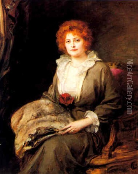Portrait Von Frau Tico Anschutz-kaempfe Oil Painting - Friedrich August von Kaulbach