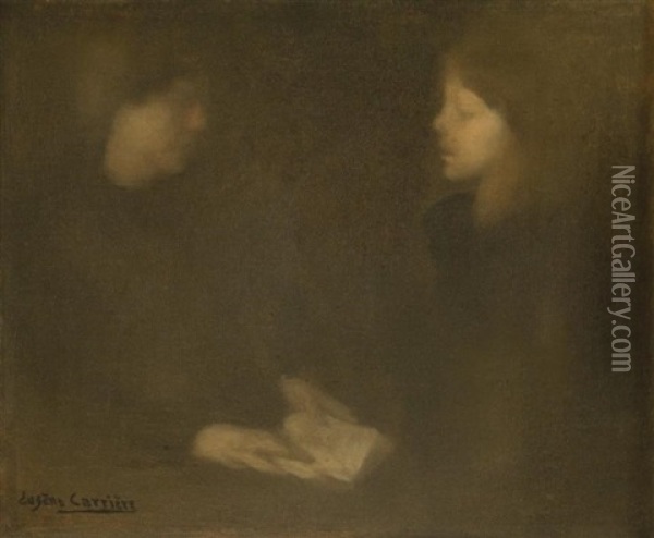 Deux Jeunes Filles Oil Painting - Eugene Carriere