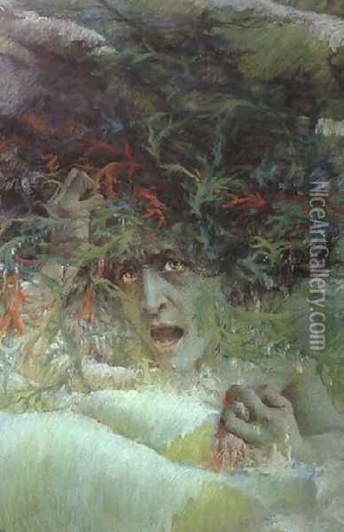 Medusa Oil Painting - Lucien Levy-Dhurmer