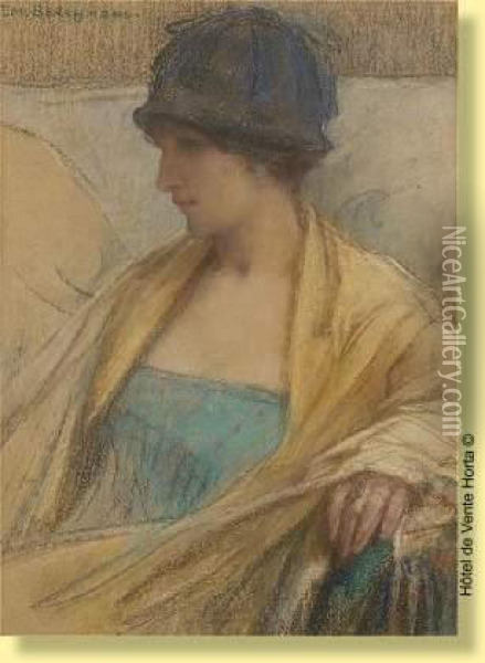 Jeune Femme De Profil Oil Painting - Emile Berchmans